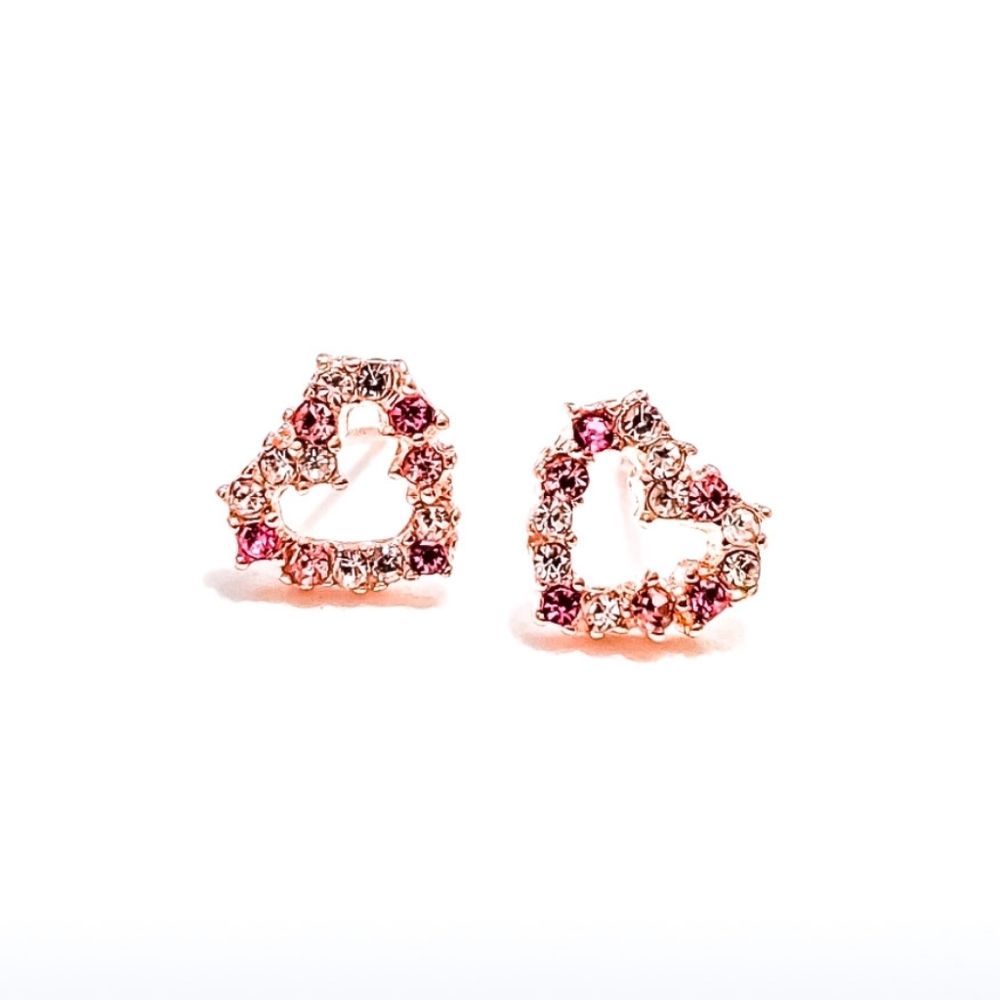 Tiny Gold Heart Earrings - Picture 2 of 7